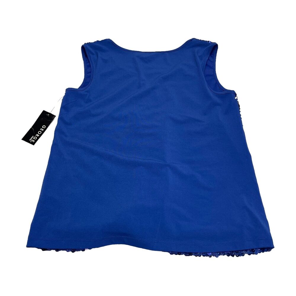 George Tank Top Girls Small Blue 100% Polyester Sequin Round Neck Pullover - Picture 3 of 9